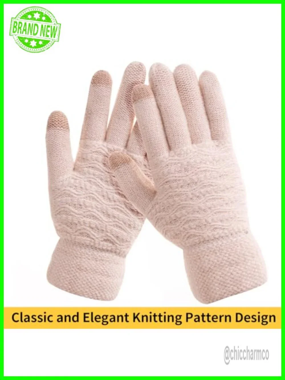 Women's Winter Warm Touch Screen Gloves Thermal Cable Knit Wool Fleece Lined